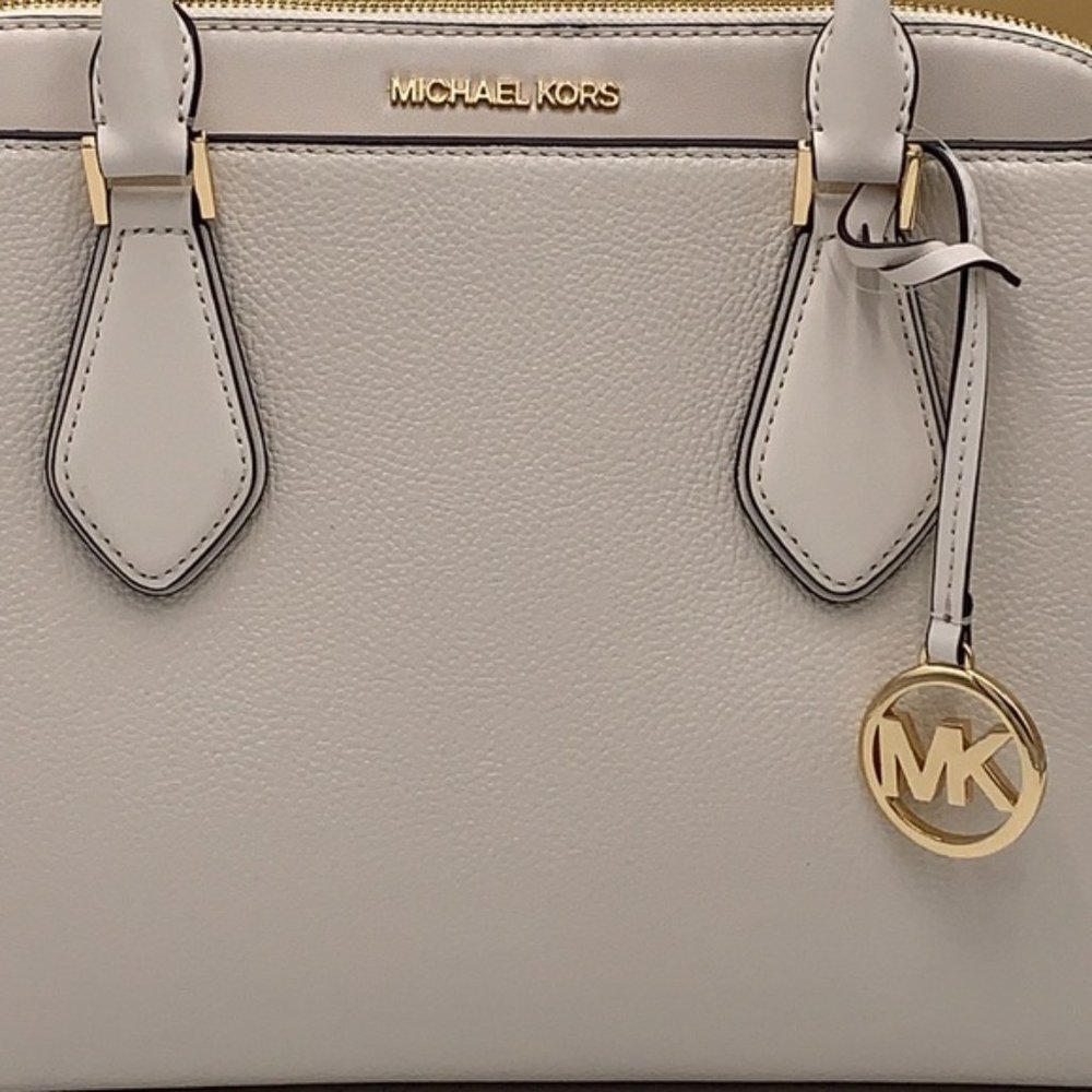 Michael Kors Daria Large Satchel Bag Leather Light Cream - Picture 11 of 16